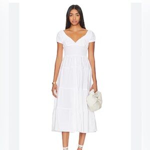 WeWoreWhat White Puff Sleeve Smocked Midi Dress - size large